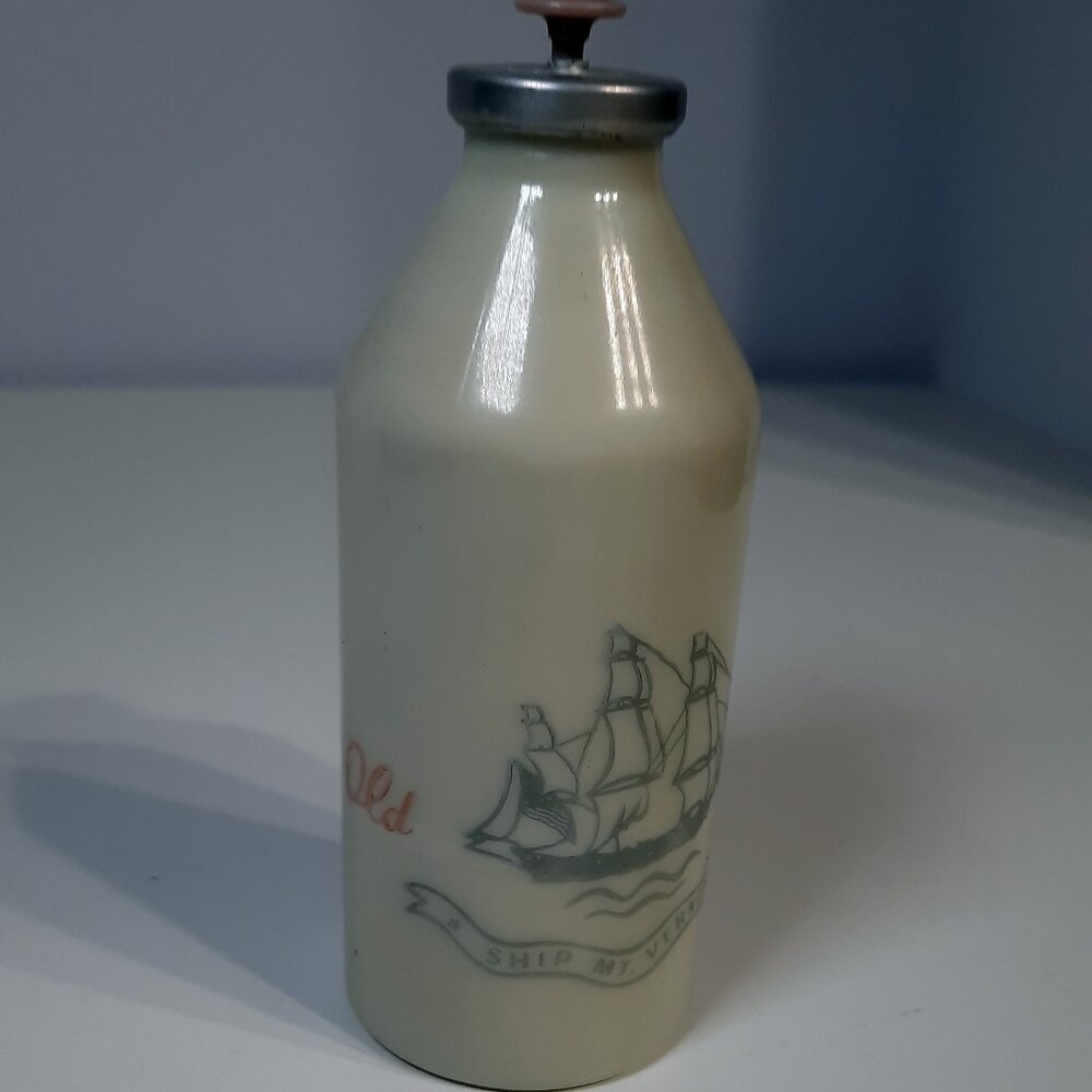 Vintage Old Spice Talcum For Men Ship Mt Vernon Milk Glass Full Pin Top